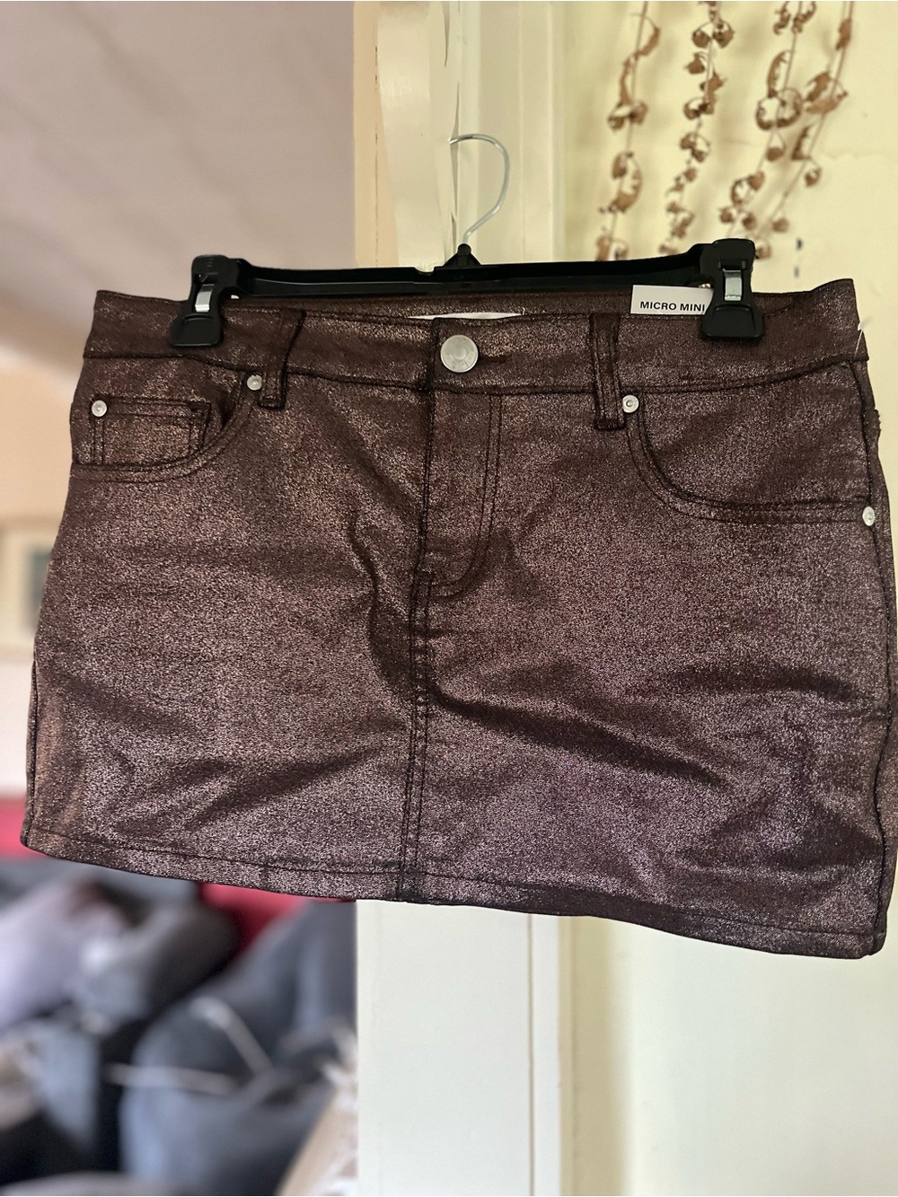 Madden Girl Shimmery Chocolate Micro Mini Skirt, Size M